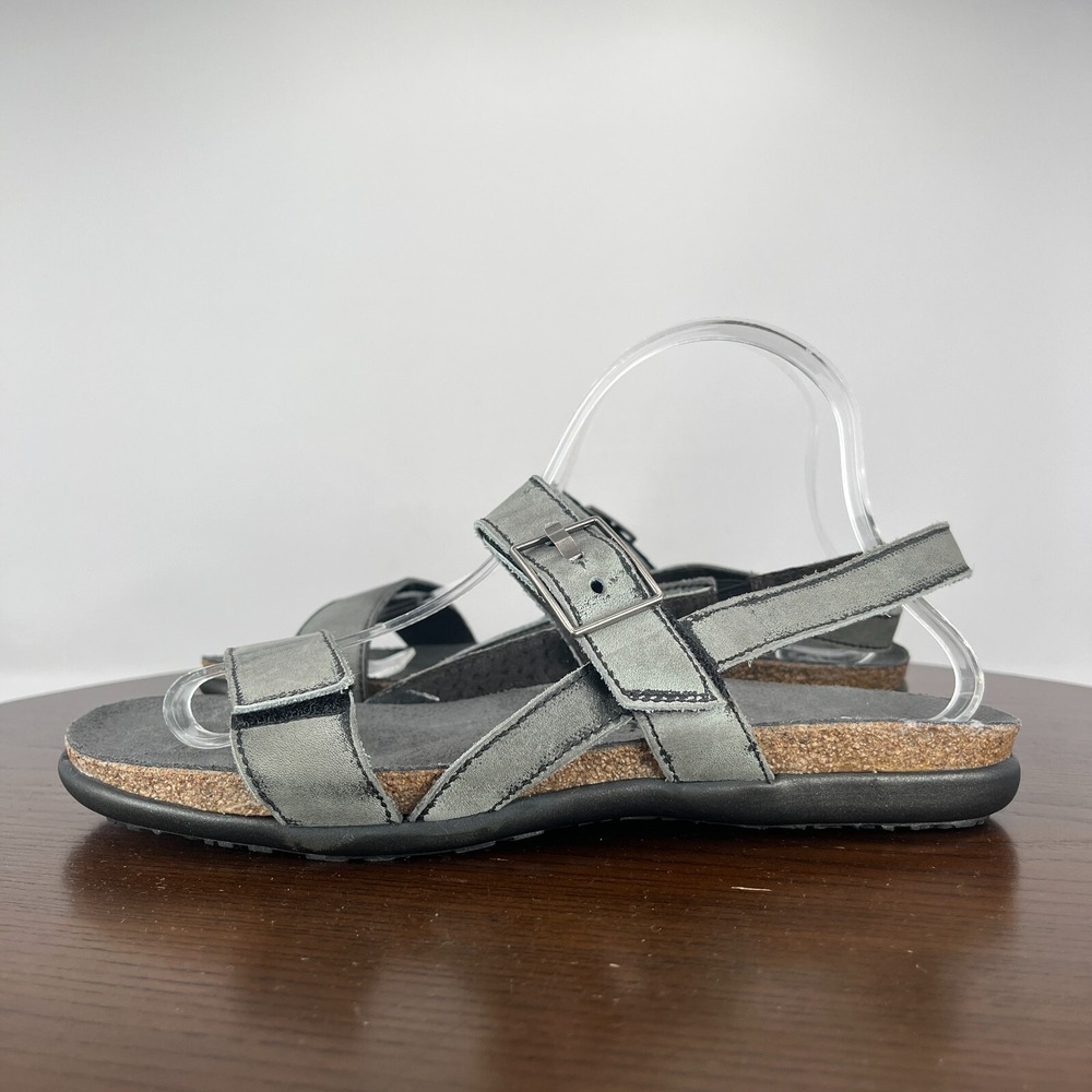 Naot Norah Sandals Womens 41 / 10 Gray‎ Leather Comfort Double Strap Wedge Cork